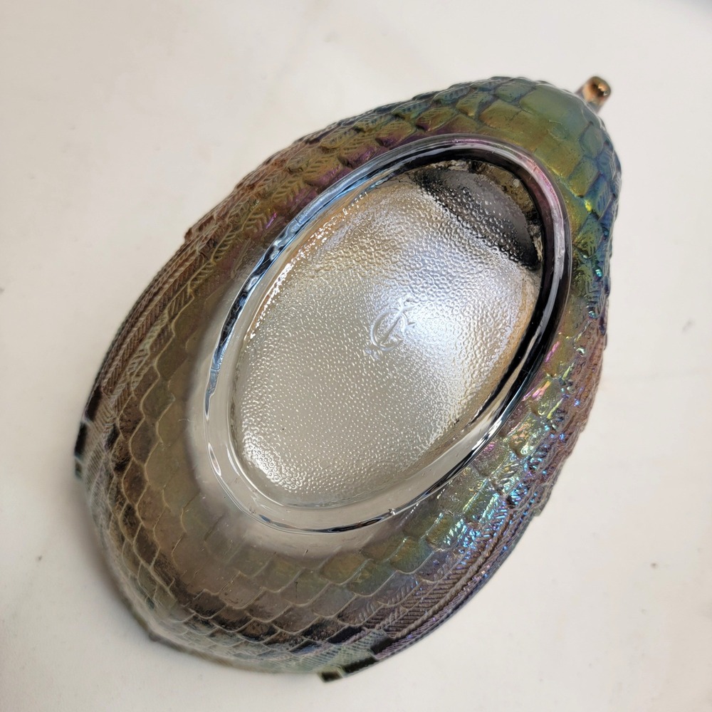 Imperial Glass Smoke Carnival Glass Swan Dish Figurine Iridescent IG Mark - Picture 10 of 15